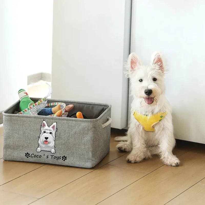 TEST Personalized Dog Toy Basket Free Print Dog Cat Image Name Pet Storage Box for Toy Clothes Organizer Pet Dog Accessories supplies-Ship USPS
