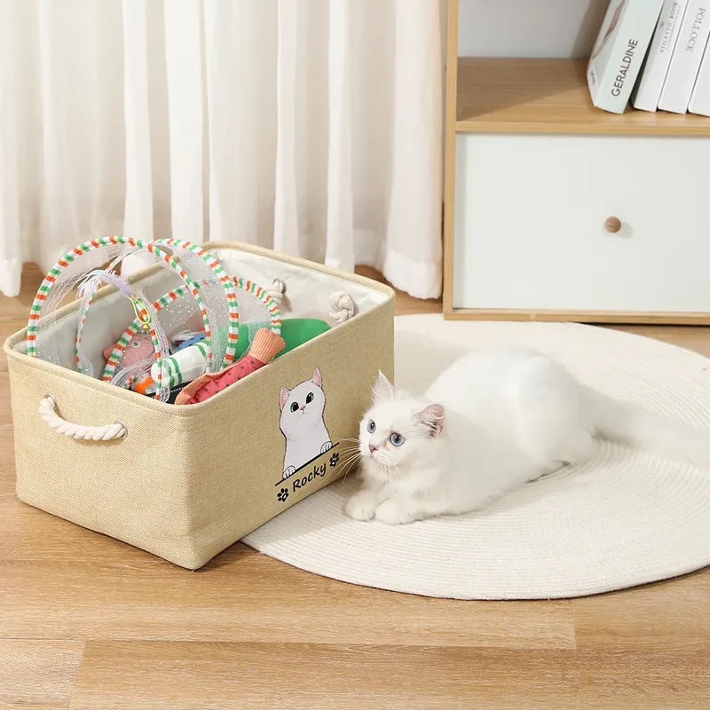 TEST Personalized Dog Toy Basket Free Print Dog Cat Image Name Pet Storage Box for Toy Clothes Organizer Pet Dog Accessories supplies-Ship USPS