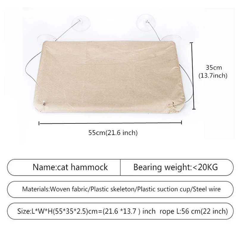 Hanging Cat Bed Pet Cats Hammock Aerial Pet Bed House Kitten Climbing Frame Sunny Window Seat Nest Bearing 20kg Cat Accessories