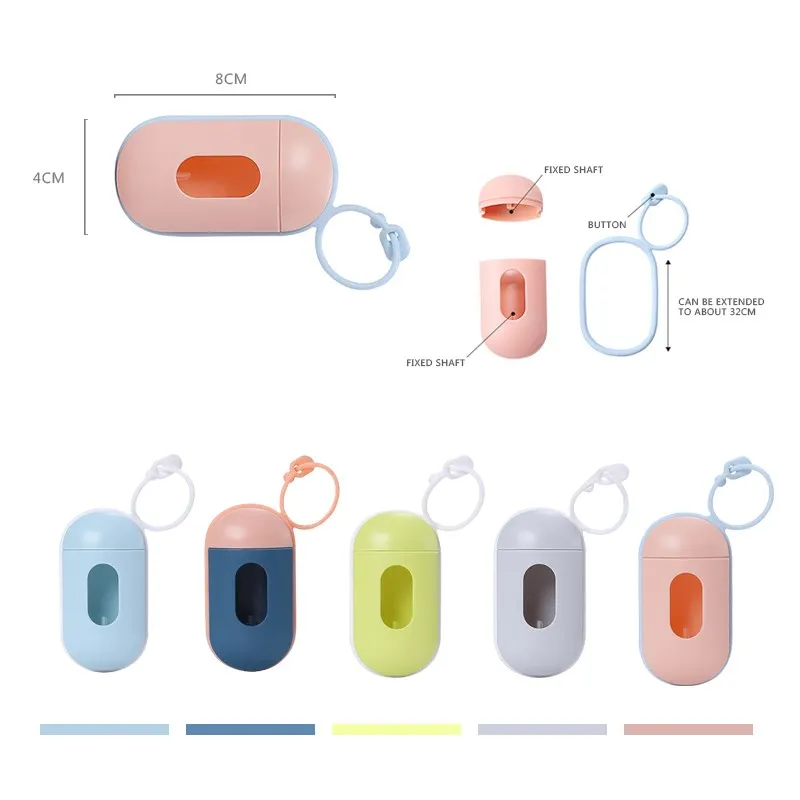 Portable Dog Poop Bags Dispenser Waste Garbage Holder Dispensers Outdoor Pets Dogs Trash Cleaning Supplies Dog Waste Poop Bags