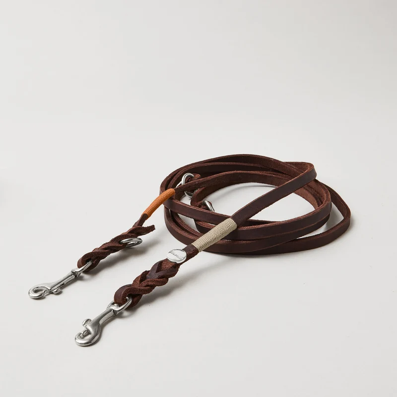 Lederleine SPORTY 190 cm, DUNKELBRAUN (Standard Leine)