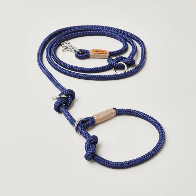 Tau-Retrieverleine Indigo Sea BEIGE, 190 cm (integrierte Halsung)