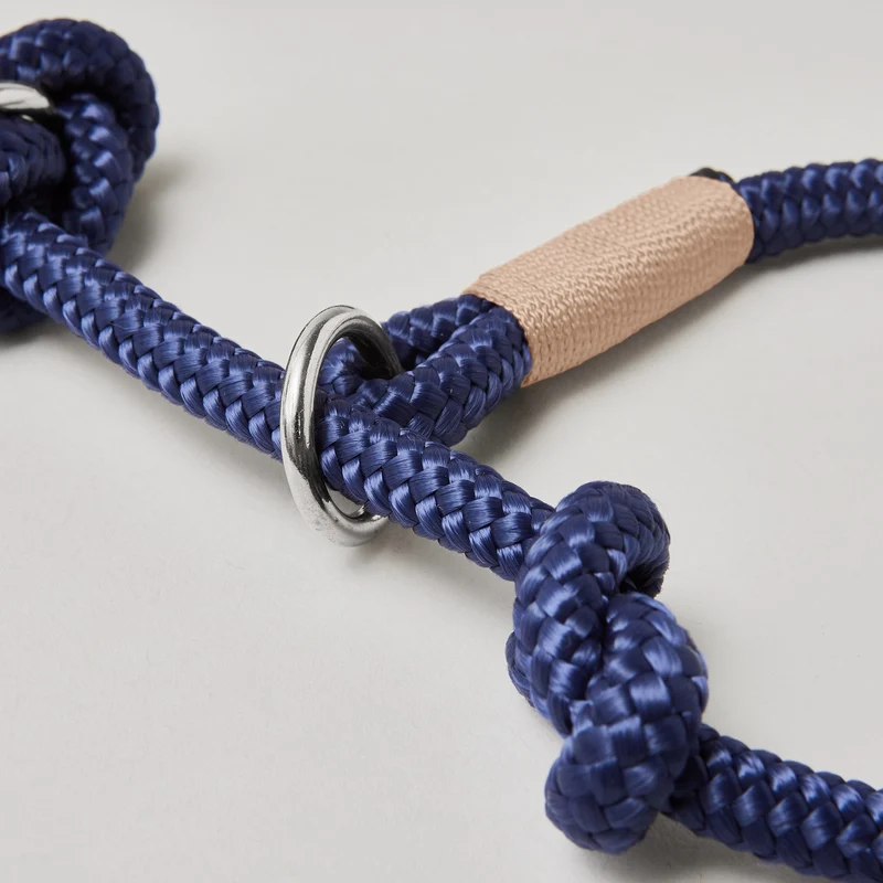 Tau-Retrieverleine Indigo Sea BEIGE, 190 cm (integrierte Halsung)