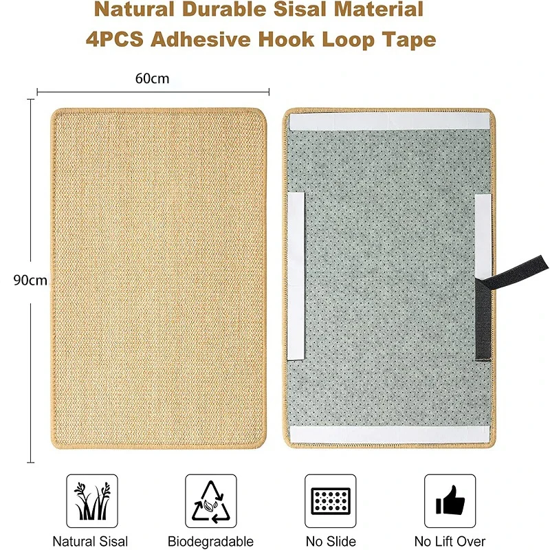 Cat Scratcher Mat for Indoor Couch Cat Scratch Sisal Mat for Cat Scratching Post Cat Scratch Protect Furniture Sofa Cat Supplies