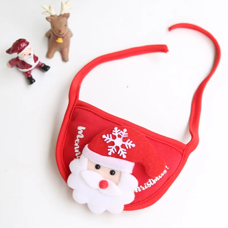 Christmas Pet Hat Cute Cat Dog Saliva Towel Cosplay Costume Dogs Clothes Pets Santa Bibs New Year Party Accessories