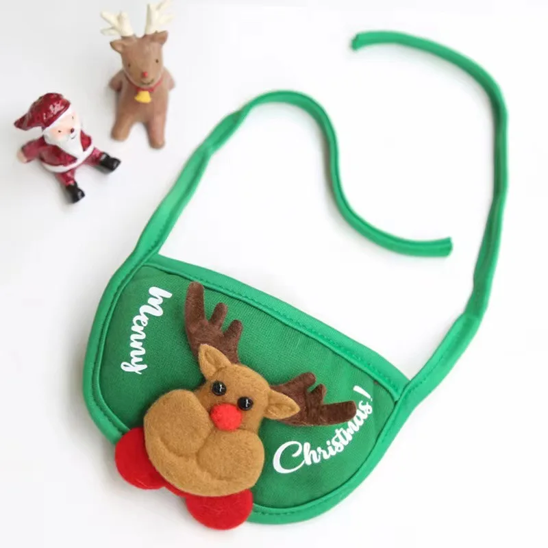 Christmas Pet Hat Cute Cat Dog Saliva Towel Cosplay Costume Dogs Clothes Pets Santa Bibs New Year Party Accessories