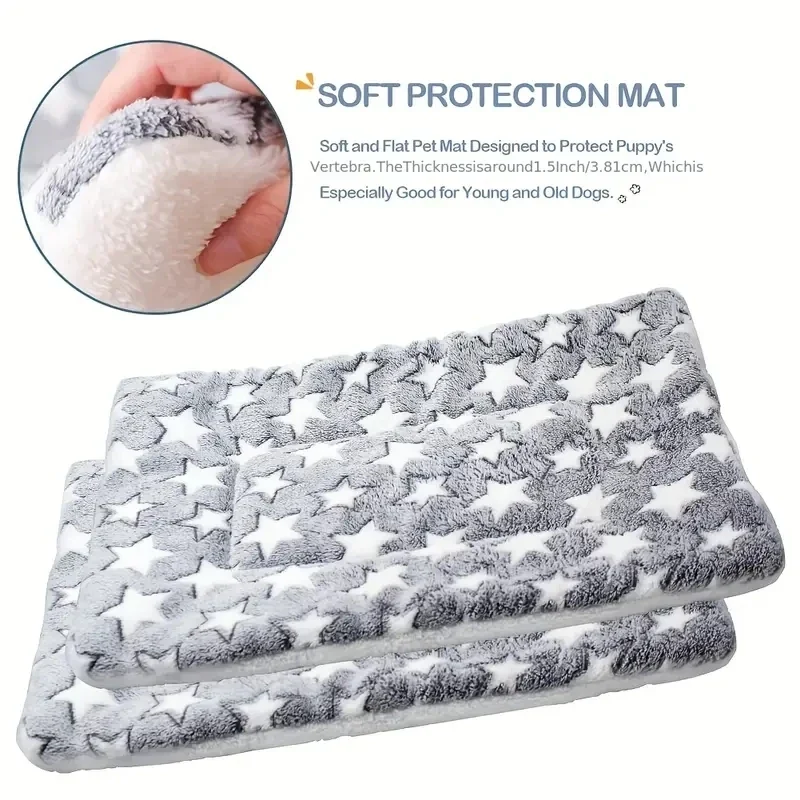 Dog Sleeping Mat Pet Bed Cat Bed Soft Hair Thickened Blanket Pad Fleece Home Washable Warm Bear Pattern Blanket Pet Supplies