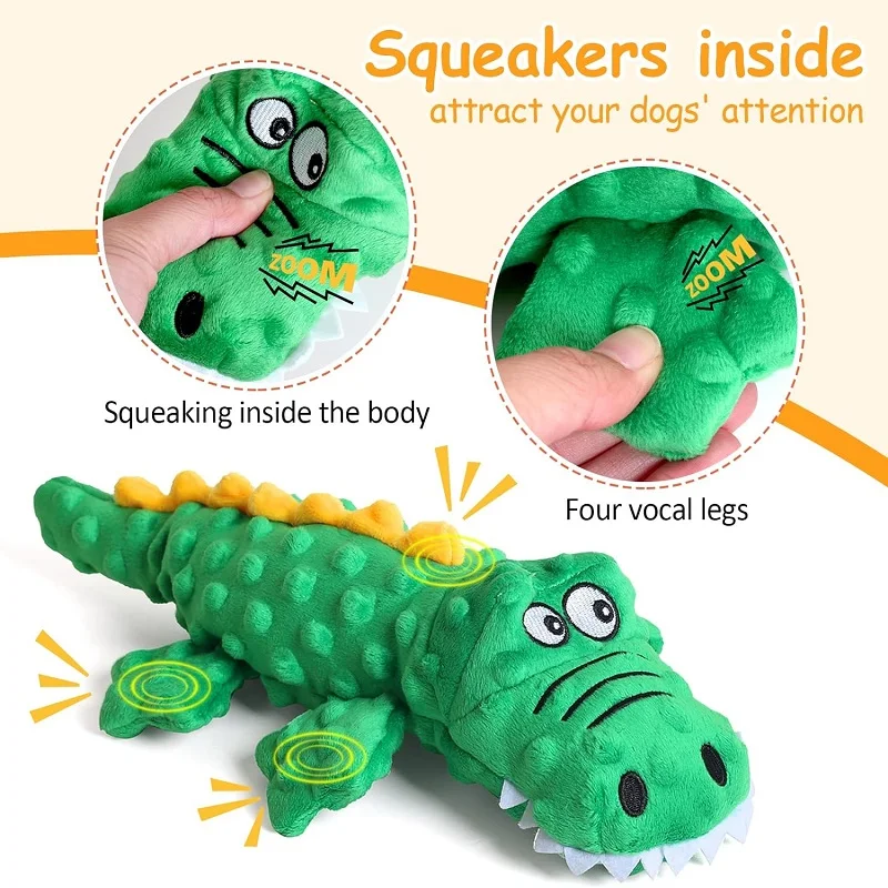 Pet Dog Toys Squeaky Chew Toys for Small Large Dogs Cat Stuffed Crocodile Sound Toys Cleaning Tooth Dog Chew Toy Dog Accessories