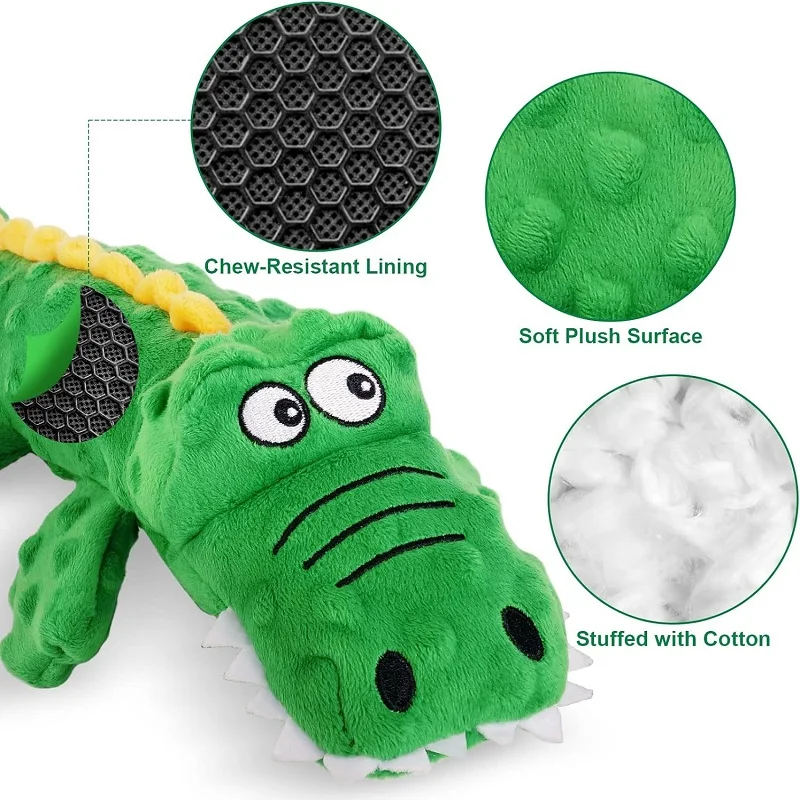 Pet Dog Toys Squeaky Chew Toys for Small Large Dogs Cat Stuffed Crocodile Sound Toys Cleaning Tooth Dog Chew Toy Dog Accessories