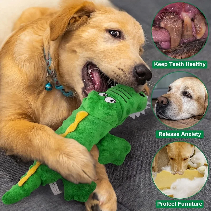 Pet Dog Toys Squeaky Chew Toys for Small Large Dogs Cat Stuffed Crocodile Sound Toys Cleaning Tooth Dog Chew Toy Dog Accessories