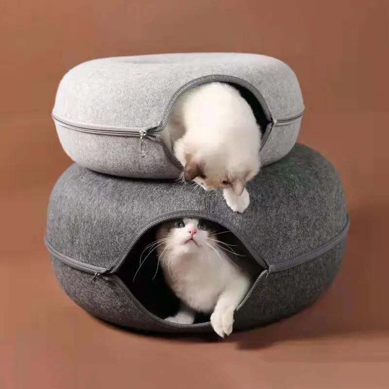 Donut Cat Bed Pet Cat Tunnel Interactive Game Toy Cat Bed Dual-use Indoor Toy Kitten Sports Equipment Cat Training Toy Cat House