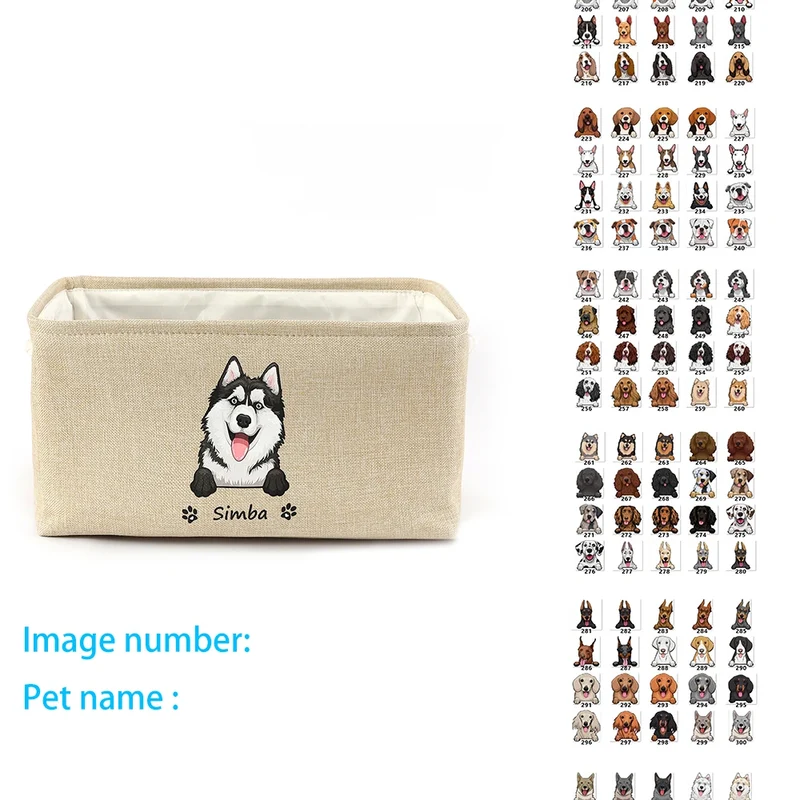 Personalized Dog Toy Basket Free Print Dog Cat Image Name Pet Storage Box for Toy Clothes Organizer Pet Dog Accessories supplies
