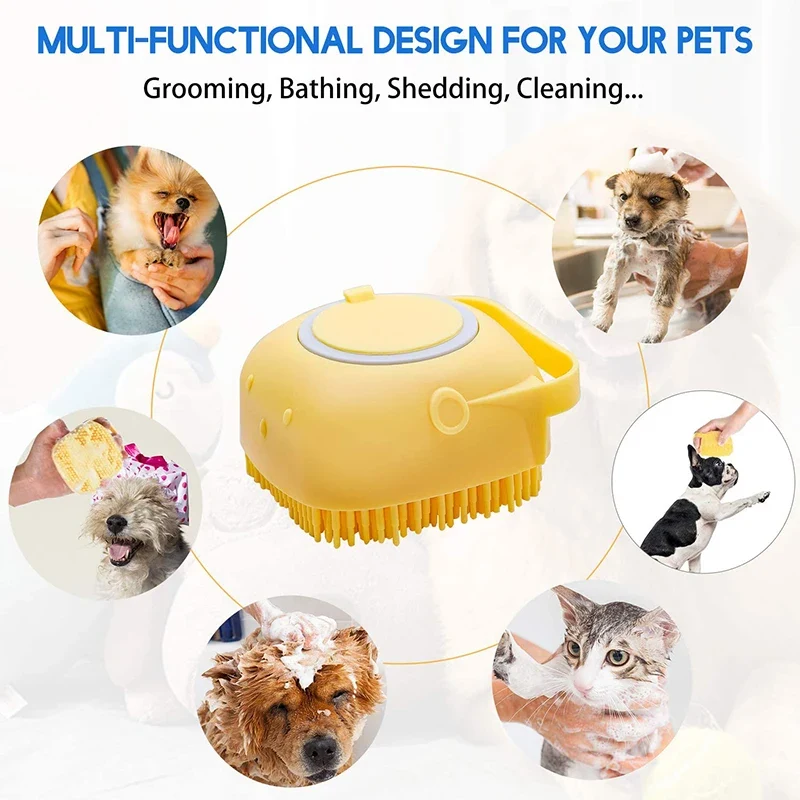 Pet Dog Brush Silicone Bathroom Puppy Massager Gloves Bath Brush Soft Safety Dog Comb Cat Cleaning Grooming Supplies