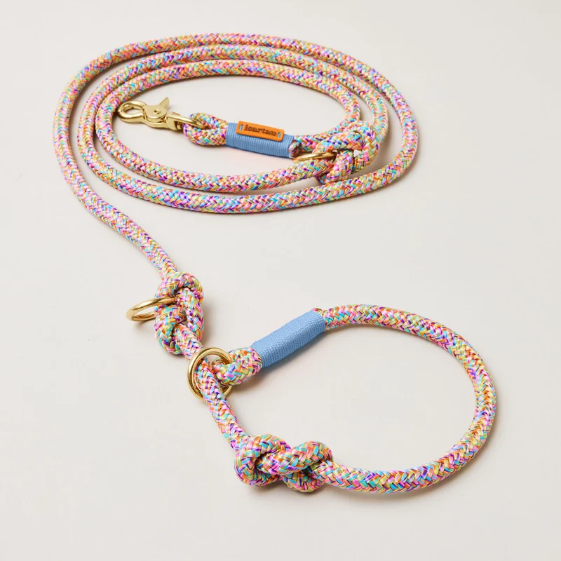 Tau-Retrieverleine Easy Summer HELLBLAU, 190 cm (integrierte Halsung)