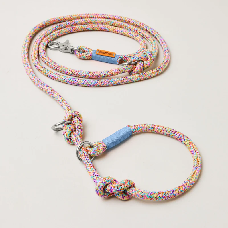 Tau-Retrieverleine Easy Summer HELLBLAU, 190 cm (integrierte Halsung)