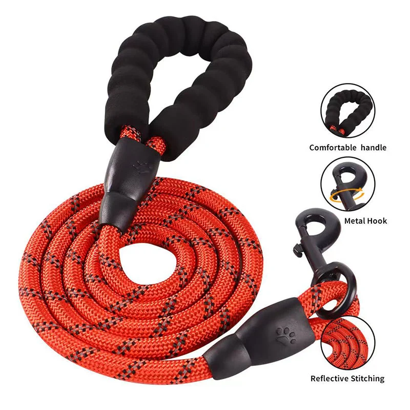 Nylon Hundeleine mit weichem Griff aus Polsterschaum 150cm Länge