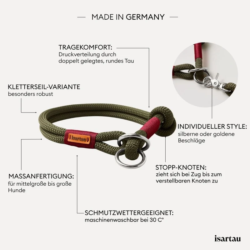 Zugstopp-Halsband Olive Grove BURGUNDER