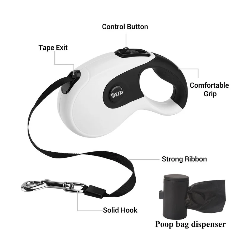 5M Retractable Dog Leashes Automatic Extending Nylon Walking Pet Dog Lead Leash
