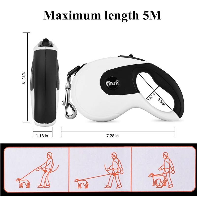 5M Retractable Dog Leashes Automatic Extending Nylon Walking Pet Dog Lead Leash