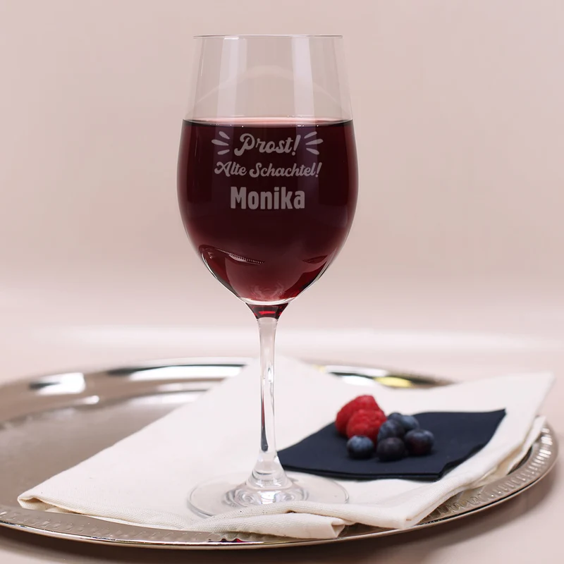 Bio Wein Geschenk Set zum Geburtstag personalisiert für alte Schachteln mit Weinglas & Geschenkbox