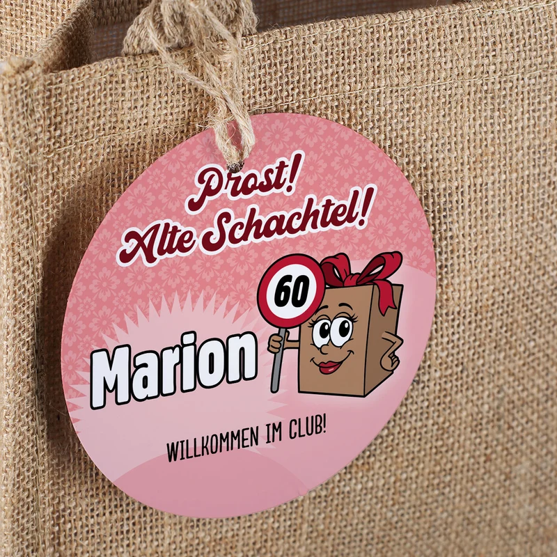 Biorebe Bio Wein Geschenkset zum Geburtstag Alte Schachtel mit Weinglas & Jutetasche personalisiert