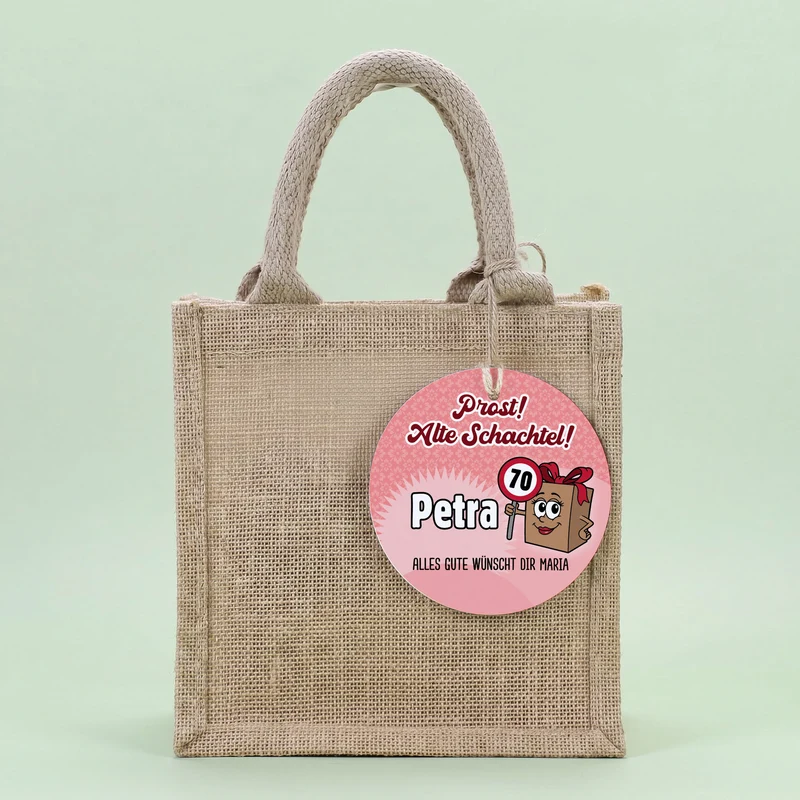 Biorebe Bio Wein Geschenkset zum Geburtstag Alte Schachtel mit Weinglas & Jutetasche personalisiert