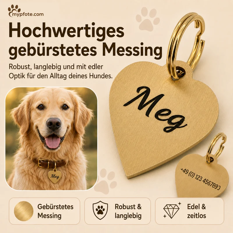 Herz Hundemarke individuell und kostenlos graviert