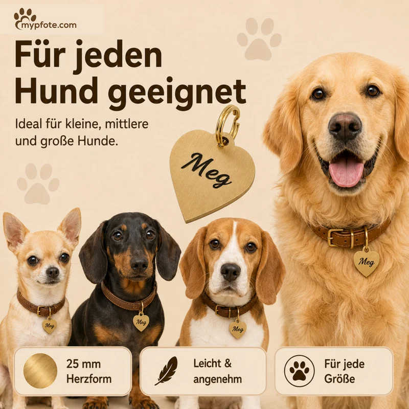 Herz Hundemarke individuell und kostenlos graviert