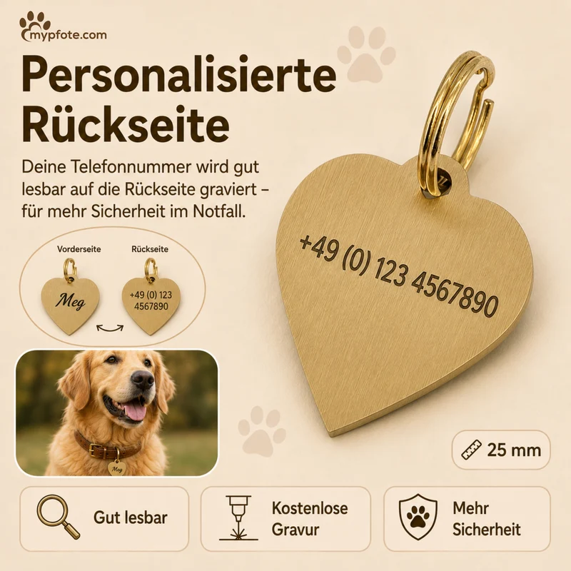 Herz Hundemarke individuell und kostenlos graviert