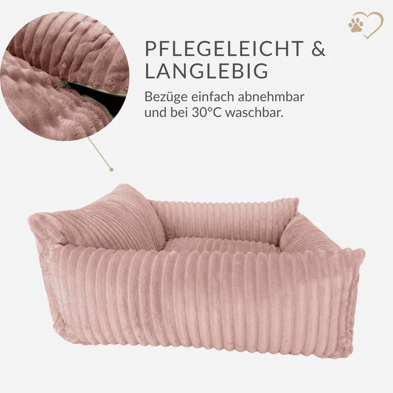 Samtpfote orthopädisches Hundebett als Sofa Plüsch-Cord