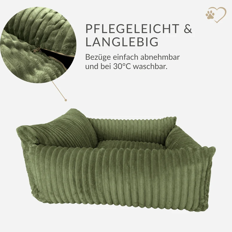 Samtpfote orthopädisches Hundebett als Sofa Plüsch-Cord