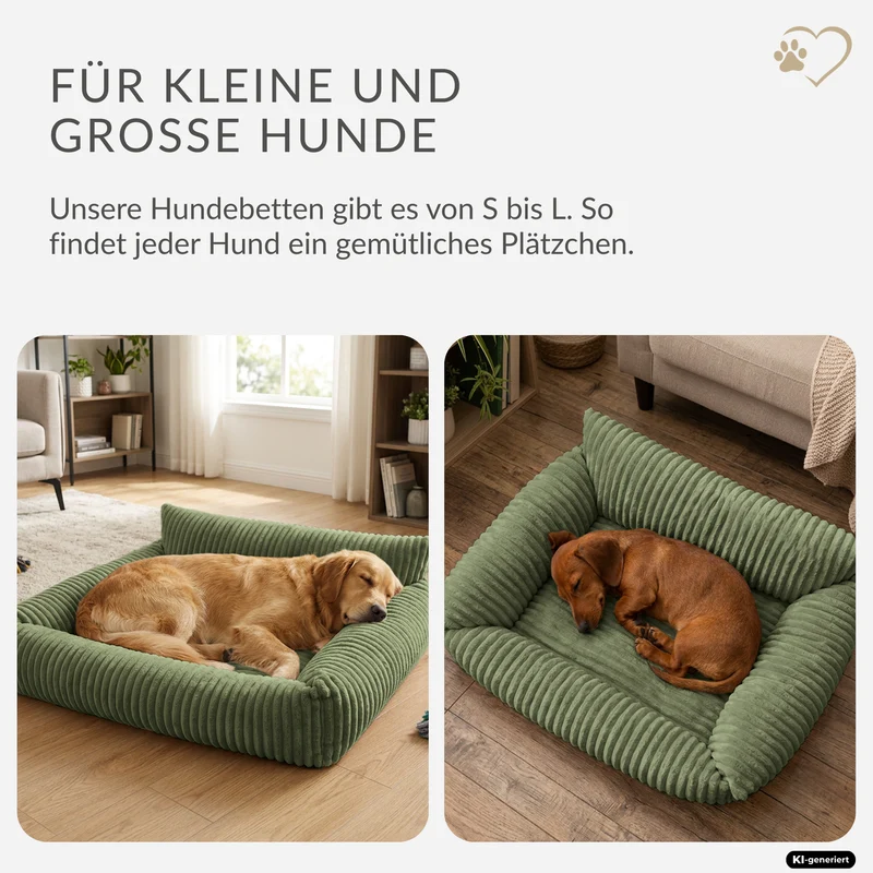 Samtpfote orthopädisches Hundebett als Sofa Plüsch-Cord