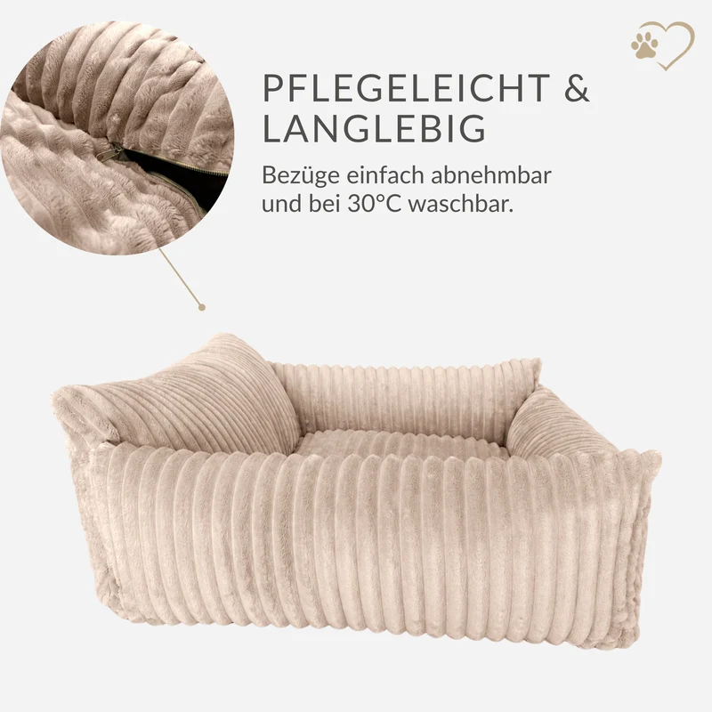 Samtpfote orthopädisches Hundebett als Sofa Plüsch-Cord