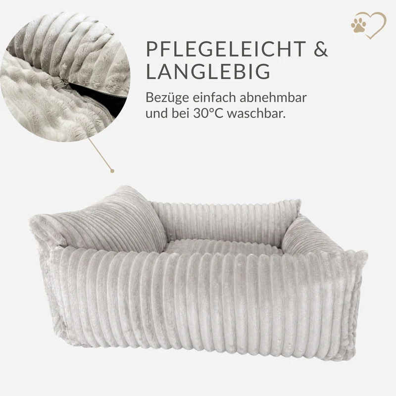 Samtpfote orthopädisches Hundebett als Sofa Plüsch-Cord