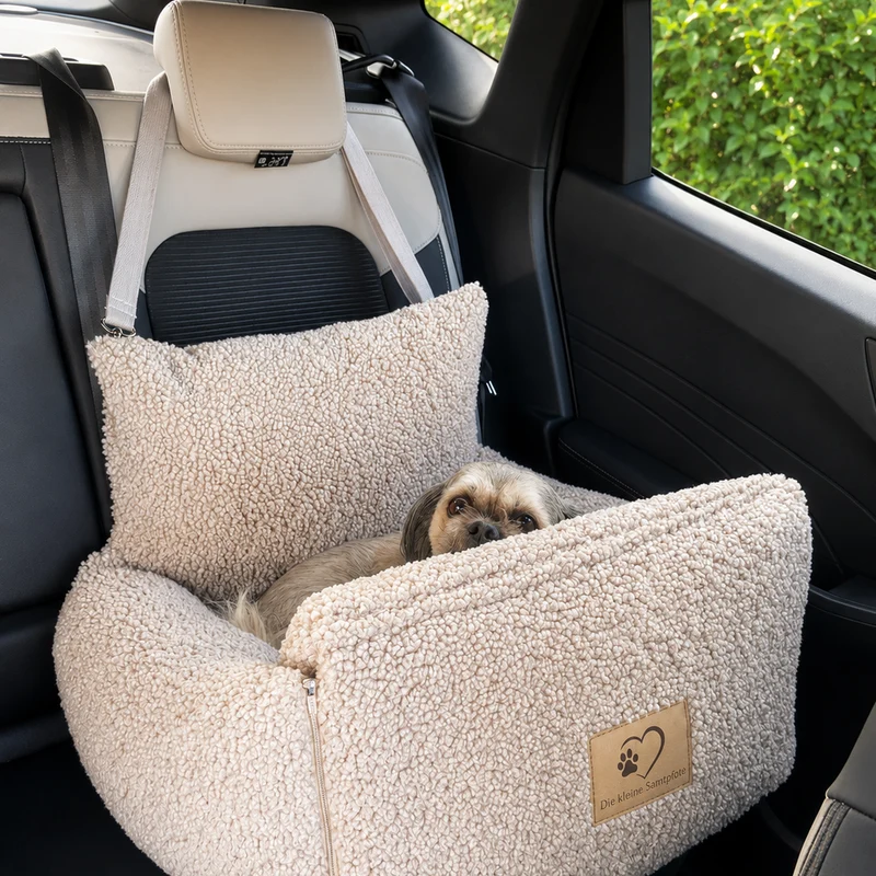 Samtpfote 2-in-1 Hunde Transportbox/-tasche für Autositz Teddy - 45x50x45cm