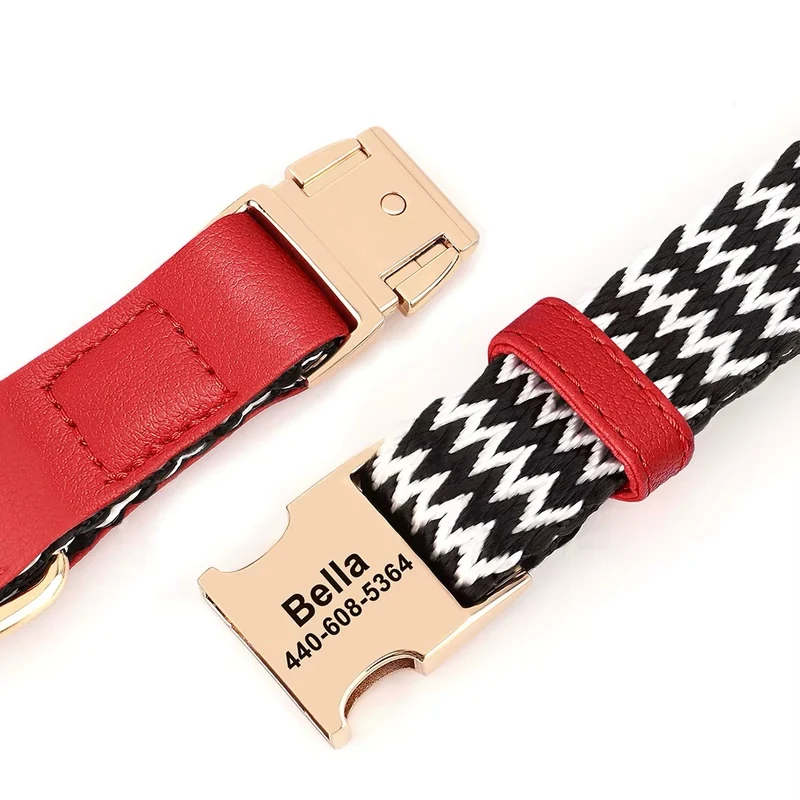 Personalisiertes Hundehalsband Lovi aus Nylon & Leder – Name & Telefonnummer (S–L)