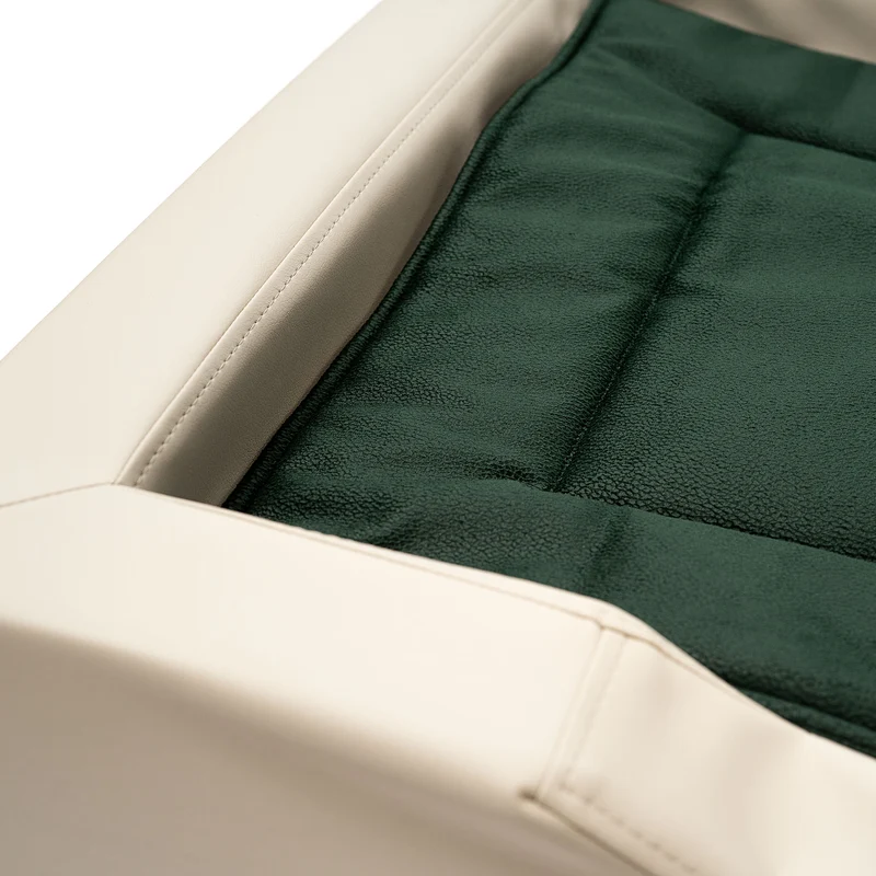 Pfotenruhe Hundebett + Anti-Haar Decke Ella – Beige/Dunkelgrün