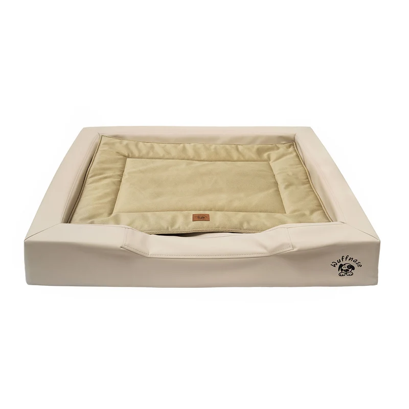 Pfotenruhe Hundebett + Anti-Haar Decke Ella – Beige/Grün