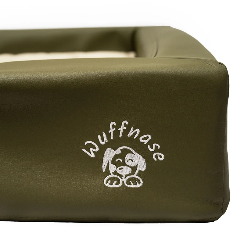 Pfotenruhe Hundebett + Anti-Haar Decke Ella – Grün/Anthrazit