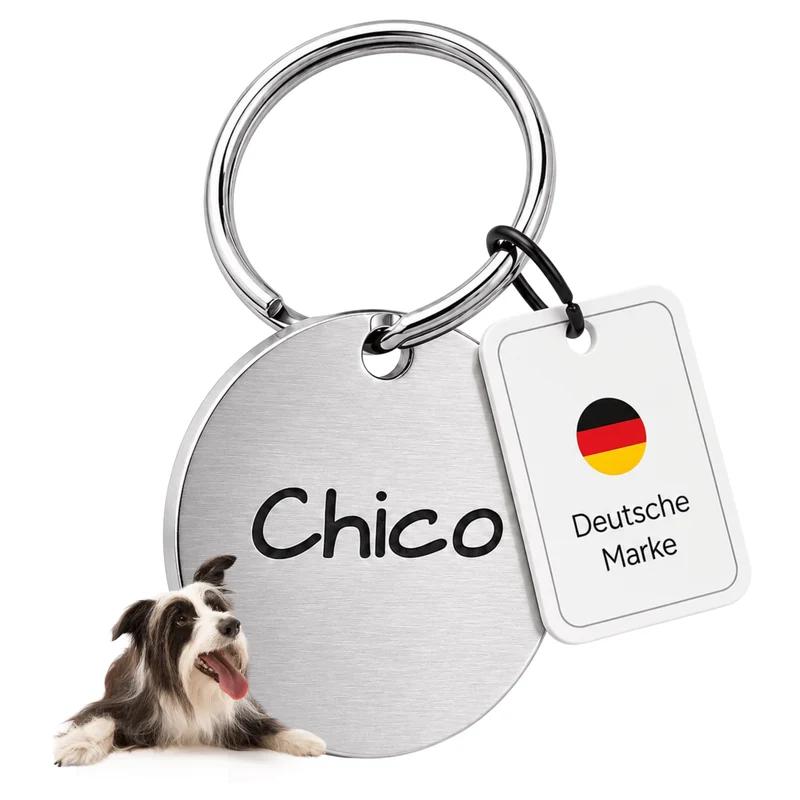 Hundemarke mit Gravur, Name und Telefon personalisiert, rund, 25mm oder 30mm in verschiedenen Farben