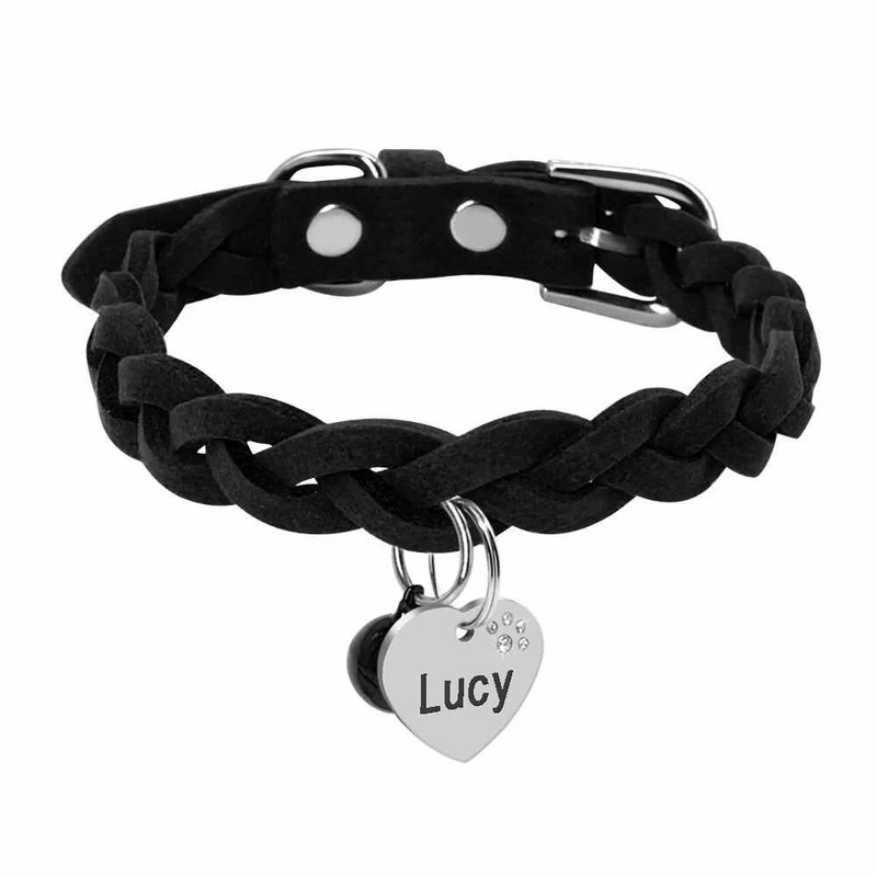 Geflochtenes Hundehalsband aus Filz in Wildlederoptik personalisiert