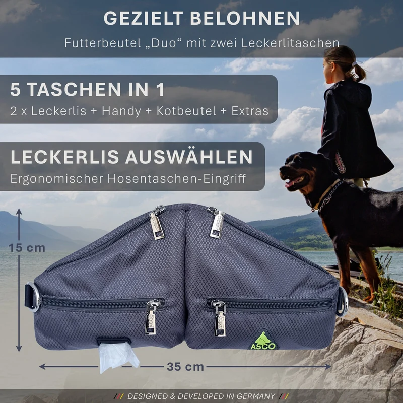 ASCO Leckerlibeutel Duo für Hunde mit 2 Leckerlitaschen