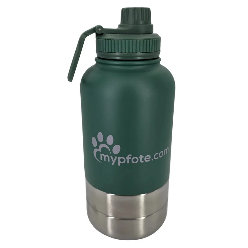 Hunde Trinkflasche, 3-in-1 . Wasser & Futter für unterwegs aus Edelstahl, 950ml