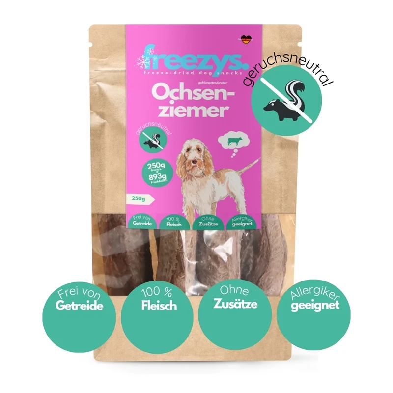 Kausnack Gefriergetrocknete Ochsenziemer 250 g