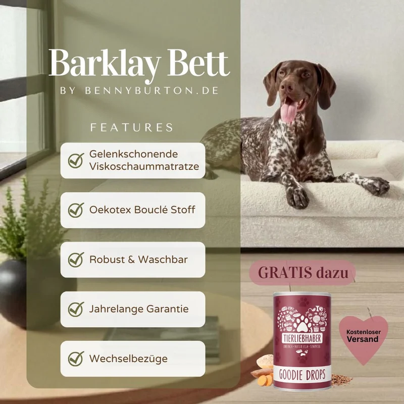 Hundebett Barklay Größe L mit Bouclébezug