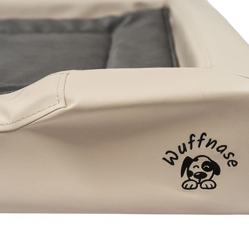 Pfotenruhe Hundebett + Anti-Haar Decke Ella – Beige/Anthrazit