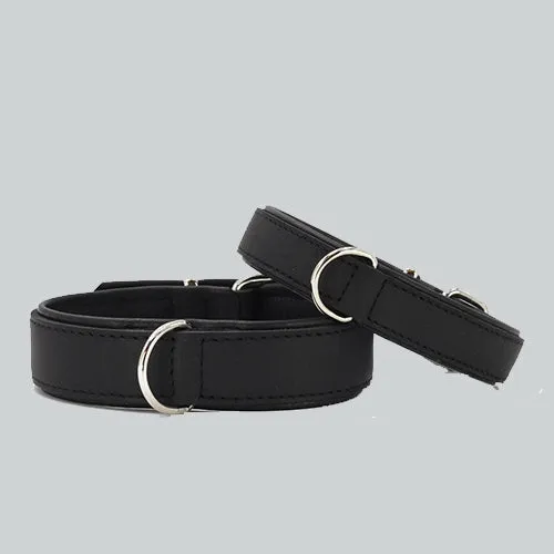 Halsband Klassik Premium schwarz-schwarz / silber