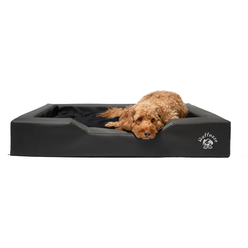 Pfotenruhe Hundebett + Anti-Haar Decke Ella – Anthrazit/Schwarz