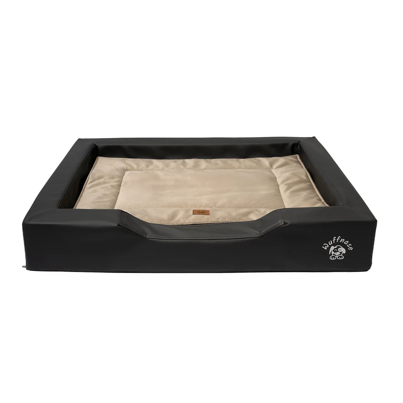 Orthopädisches Hundebett Pfotenruhe mit Ella – Anthrazit/Beige
