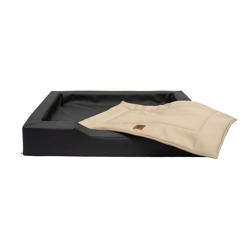 Orthopädisches Hundebett Pfotenruhe mit Ella – Anthrazit/Beige